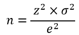 n = (z^2 * σ^2) / e^2