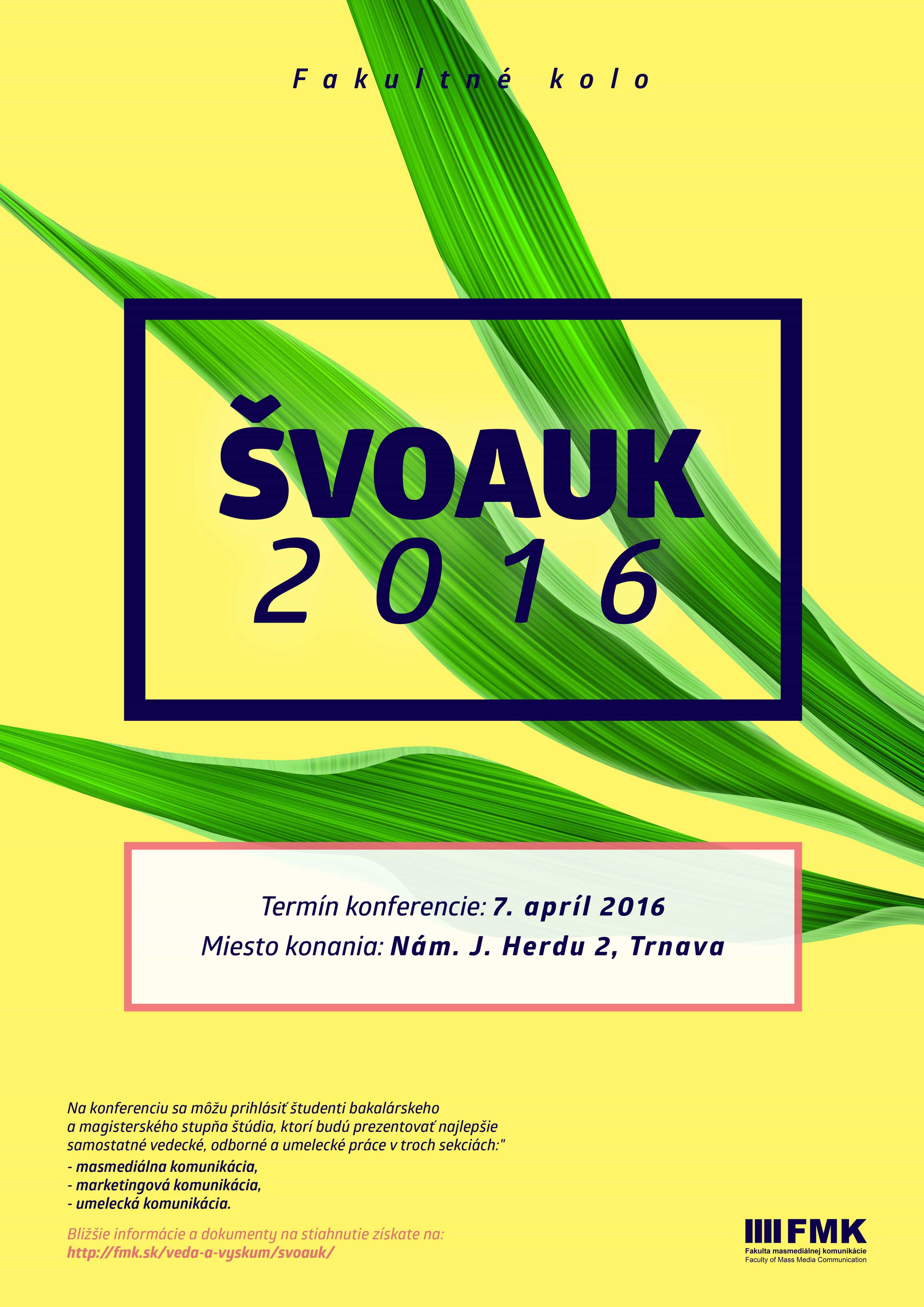 ŠVOaUK 2016 - plagát